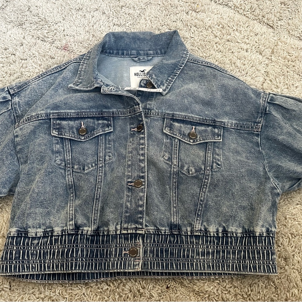 Hollister Washed Blue Cropped Denim Jacket